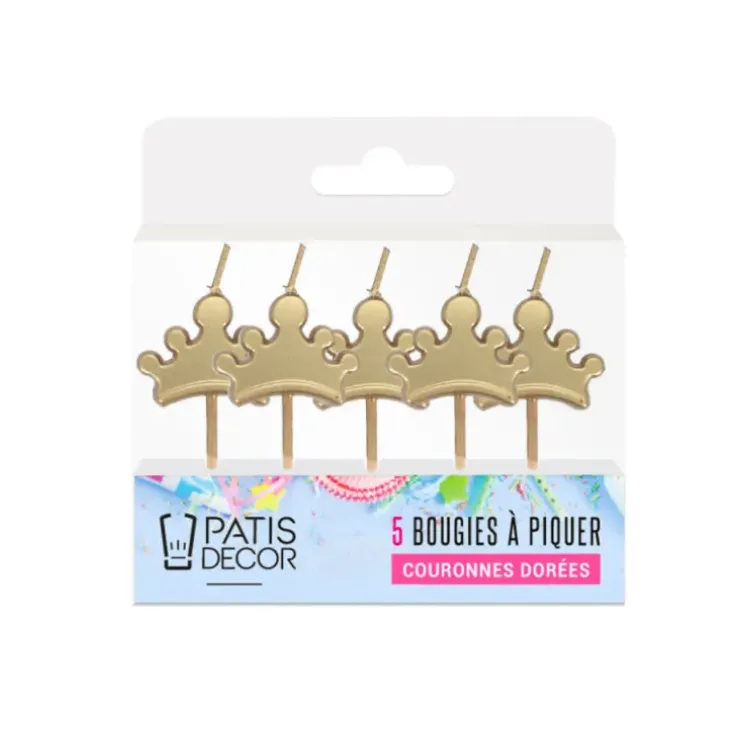 Cerf Dellier 5 bougies à piquer couronnes dorées New