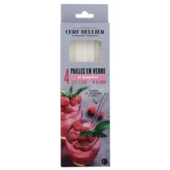 Cerf Dellier 4 pailles en verre et goupillon 20 cm - Ø 8 mm Online