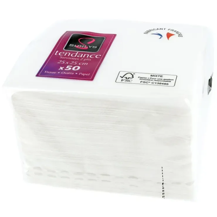 Cerf Dellier 50 Serviettes de table blanches Discount