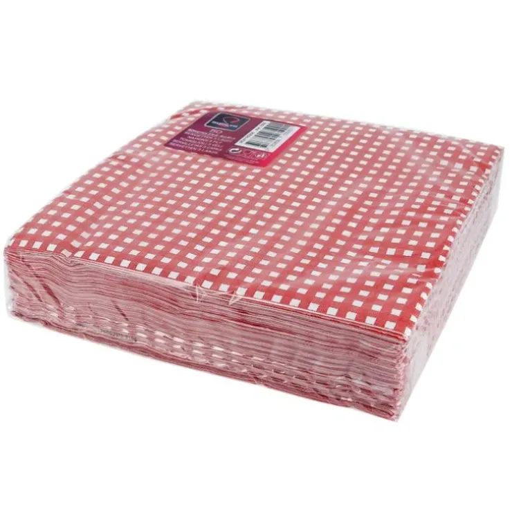 Cerf Dellier 50 Serviettes de table vichy rouge