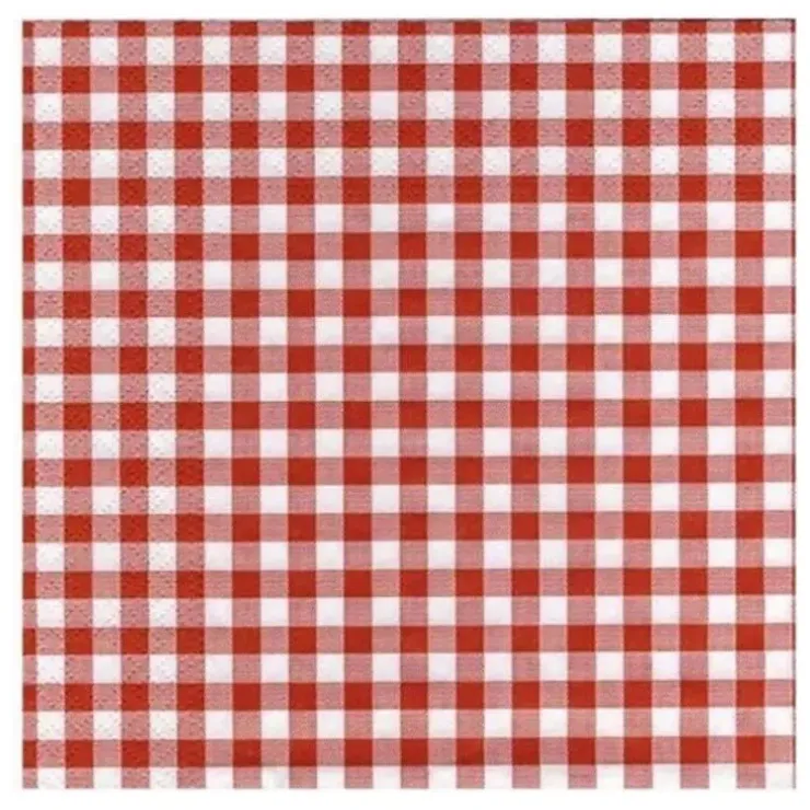 Cerf Dellier 50 Serviettes de table vichy rouge
