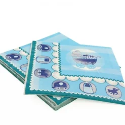 Cerf Dellier 20 Serviettes en papier baptème bleu Patisdecor New