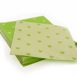 Cerf Dellier 20 Serviettes en papier lin coeurs verts Patisdecor Sale