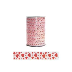 Cerf Dellier Bolduc blanc coeurs rouges 10 mm (100 m) Clearance