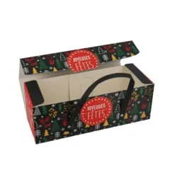 Cerf Dellier Boîte à bûche à poignées décor scandinave 25 x 11 x 11 cm Online