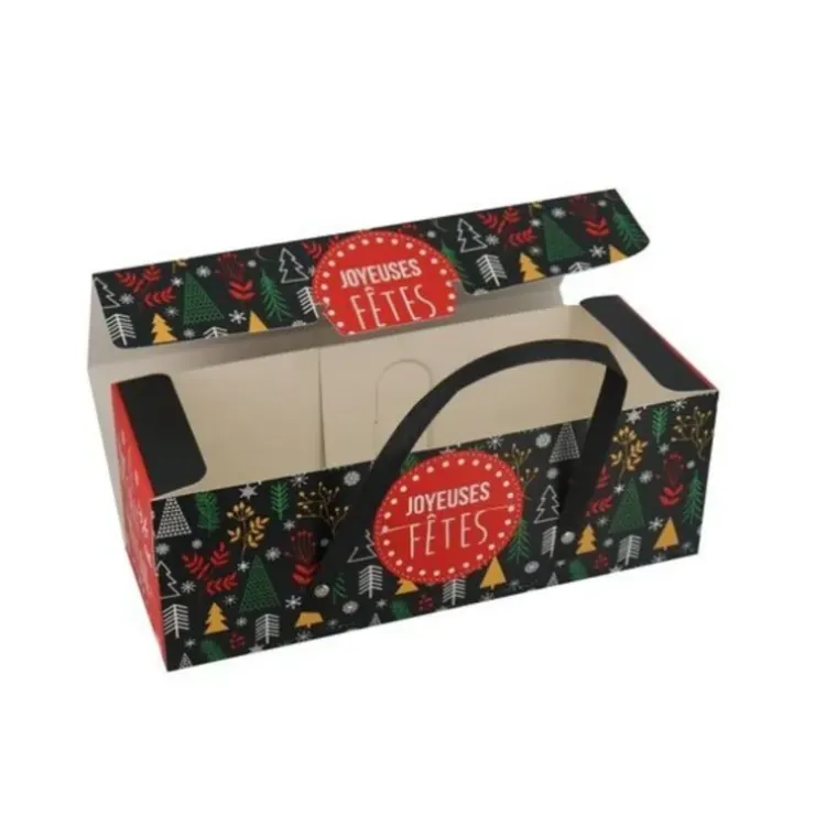 Cerf Dellier Boîte à bûche à poignées décor scandinave 25 x 11 x 11 cm Online