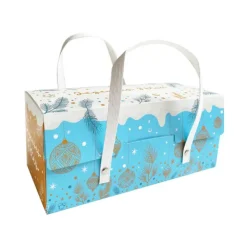 Cerf Dellier Boîte à bûche à poignées kraft décor glacé 25 x 11 x 11 cm Clearance