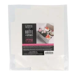 Cerf Dellier Boîte 4 cupcakes blanche 16 x 16 cm Discount