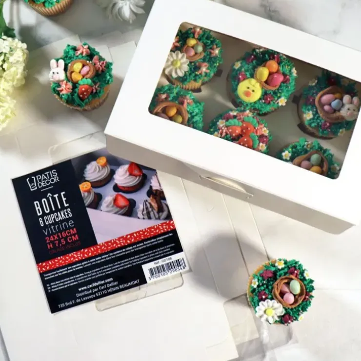 Cerf Dellier Boîte cupcakes blanche rectangulaire 24 x 16 x 7,5 cm Hot