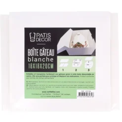 Cerf Dellier Boîte pâtissière blanche 18 x 18 x H 20 cm Hot