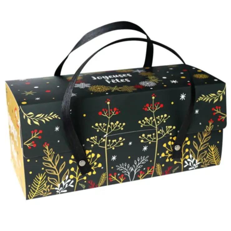 Cerf Dellier Boîtes à bûche à poignées, au décor végétal 30 x 11 x 11 cm (x 12)
