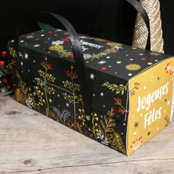 Cerf Dellier Boîtes à bûche à poignées, au décor végétal 30 x 11 x 11 cm (x 12)