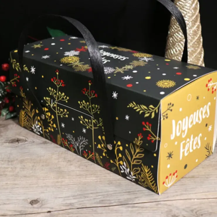 Cerf Dellier Boîtes à bûche à poignées, au décor végétal 30 x 11 x 11 cm (x 12)