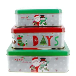Cerf Dellier Boîtes à biscuits de Noël carrés x 3 motifs assortis Online