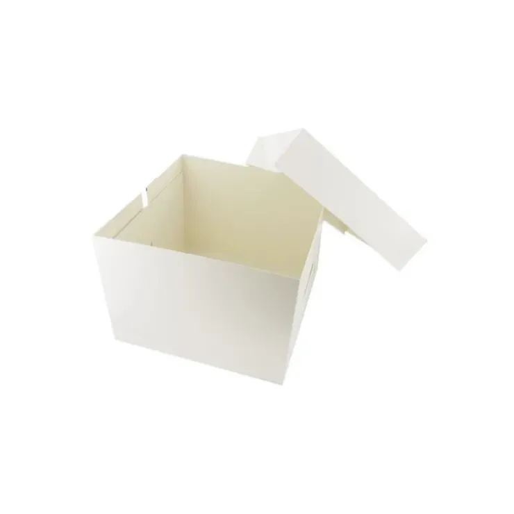 Cerf Dellier Boîtes pâtissières blanches 25x25 cm Hauteur 20 cm (x 10) Hot