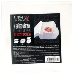 Cerf Dellier Boîtes pâtissières blanches 20x20 cm Hauteur 20 cm (x 10) Best