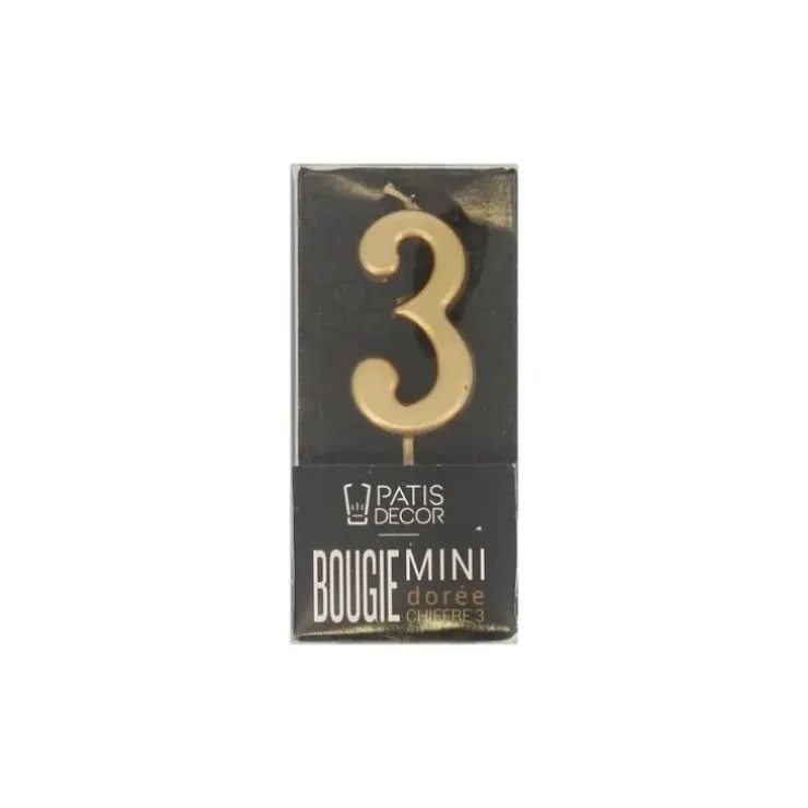 Cerf Dellier Bougie anniversaire dorée chiffre 3 Best