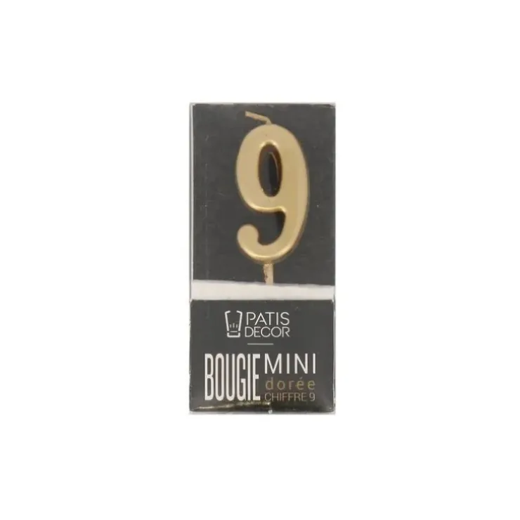 Cerf Dellier Bougie anniversaire dorée chiffre 9 New