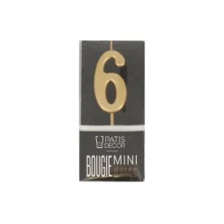 Cerf Dellier Bougie anniversaire dorée chiffre 6 Clearance