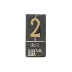 Cerf Dellier Bougie anniversaire dorée chiffre 2 Outlet