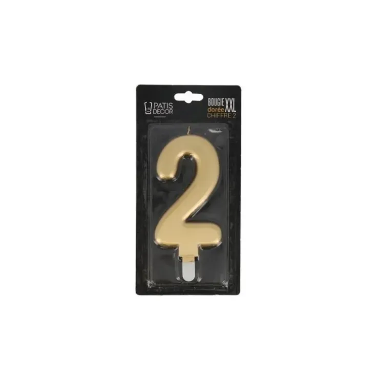 Cerf Dellier Bougie anniversaire dorée XXL chiffre 2 Online