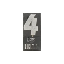 Cerf Dellier Bougie argentée pailletée chiffre 4