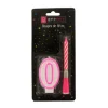 Cerf Dellier Bougie musicale rose + chiffre 0 sur pique Clearance