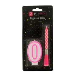 Cerf Dellier Bougie musicale rose + chiffre 0 sur pique Clearance