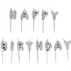 Cerf Dellier Bougies à piquer "Happy Birthday" argentées