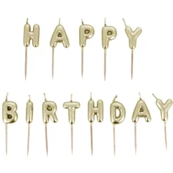 Cerf Dellier Bougies à piquer "Happy Birthday" dorées Hot
