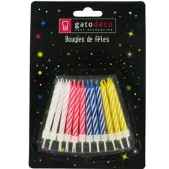Cerf Dellier Bougies d'anniversaire 6 cm assorties (x 24) New