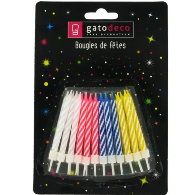 Cerf Dellier Bougies d'anniversaire 6 cm assorties (x 24) New