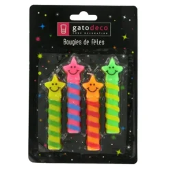 Cerf Dellier Bougies Smileys Etoiles (x 4) Outlet