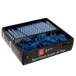 Cerf Dellier Bougies torsadées 6 cm et bobèches bleues (par 125)