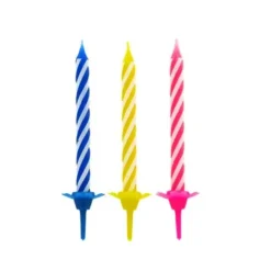 Cerf Dellier Bougies torsadées 6 cm fines assorties (x 12)