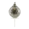 Cerf Dellier Boules de Noël argentées paillettes sur pique (x50)