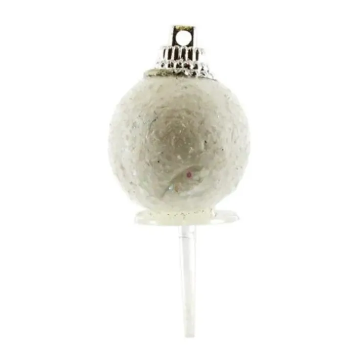 Cerf Dellier Boules de Noël blanches paillettes sur pique (x50) Outlet