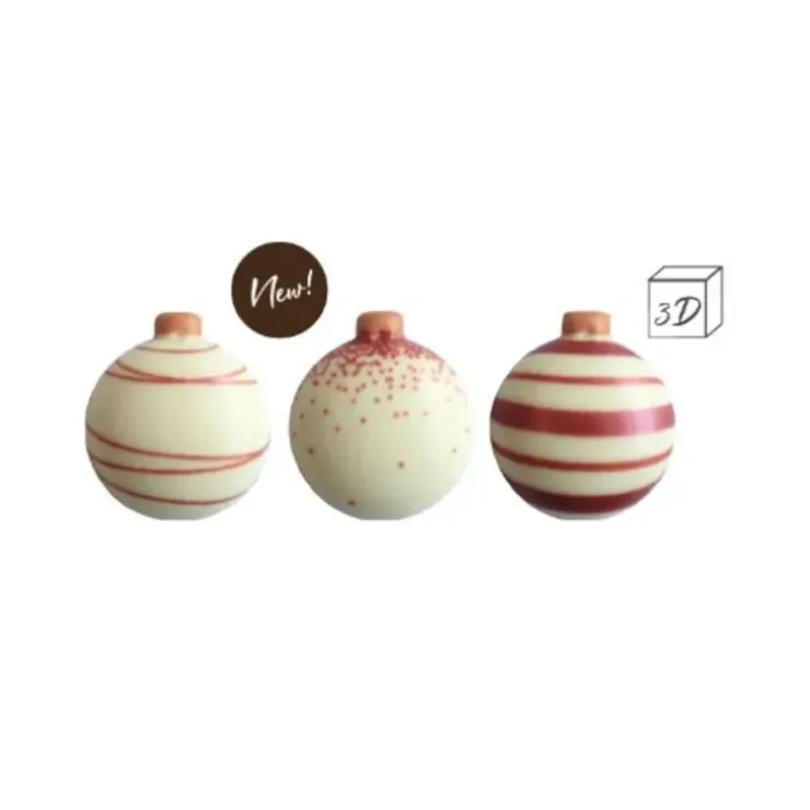 Cerf Dellier Boules de Noël 3D en chocolat assorties (x40) New