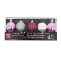 Cerf Dellier Boules de Noël sur pique assorties (x5) Hot