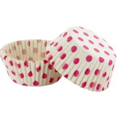 Cerf Dellier Caissettes cupcakes blanches à pois roses (x50)