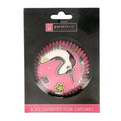 Cerf Dellier Caissettes cupcakes "Licorne rose" (x50) New