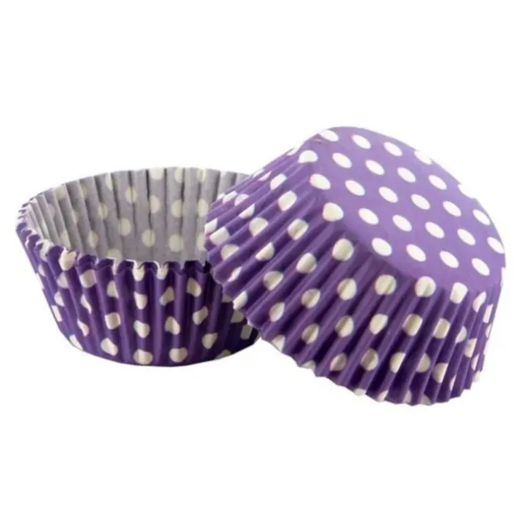 Cerf Dellier Caissettes cupcakes violettes à pois blancs (x50) Clearance