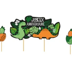Cerf Dellier Cake topper assortis "Joyeux anniversaire" thème Dinosaures Outlet