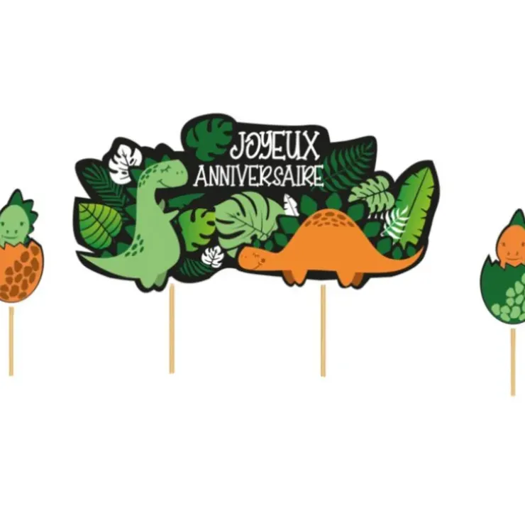 Cerf Dellier Cake topper assortis "Joyeux anniversaire" thème Dinosaures Outlet