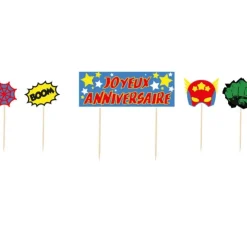 Cerf Dellier Cake topper assortis "Joyeux anniversaire" thème Super-héros Online