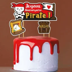 Cerf Dellier Cake topper assortis "Joyeux anniversaire" thème Pirates Outlet