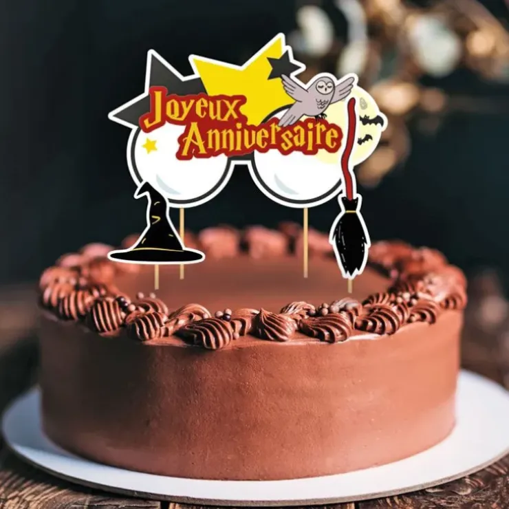 Cerf Dellier Cake topper assortis "Joyeux anniversaire" thème Sorciers