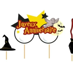Cerf Dellier Cake topper assortis "Joyeux anniversaire" thème Sorciers