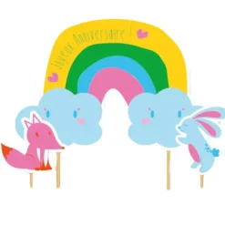 Cerf Dellier Cake topper assortis "Joyeux anniversaire" thème Arc-en-ciel Clearance