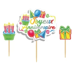 Cerf Dellier Cake topper assortis "Joyeux anniversaire" thème anniversaire enfantin Outlet